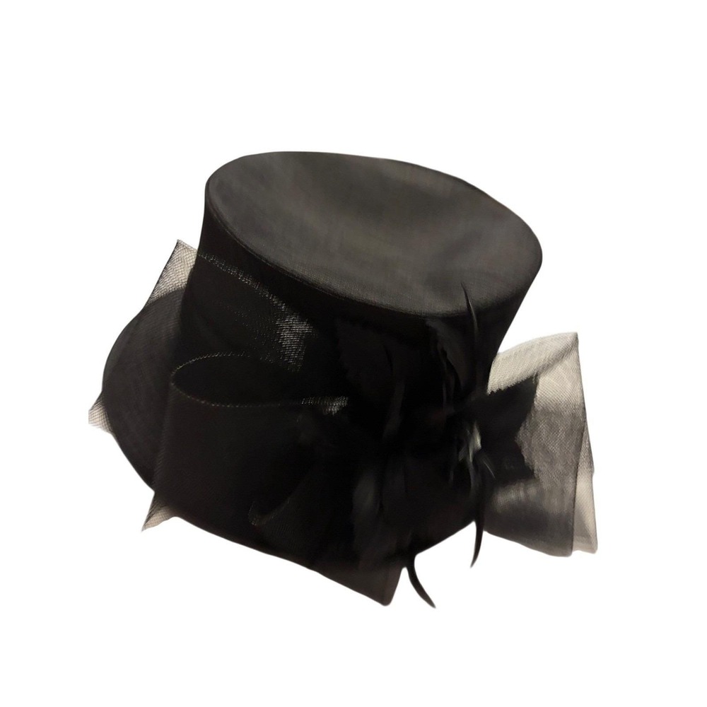 Giovannio New York Black Pillbox Fascinator Hat‎ with Feathers and Mesh 77610